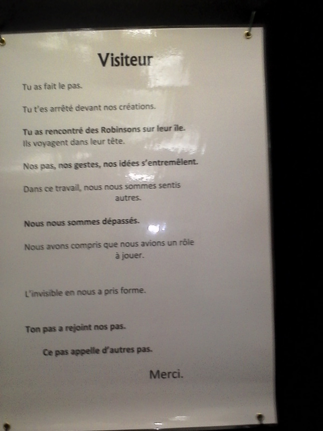 " Visiteur" un des textes écrits par les jeunes détenus.